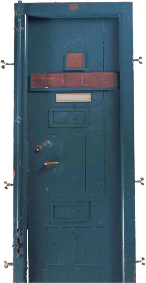 Changi Prison cell door, Singapore, 1930s, metal