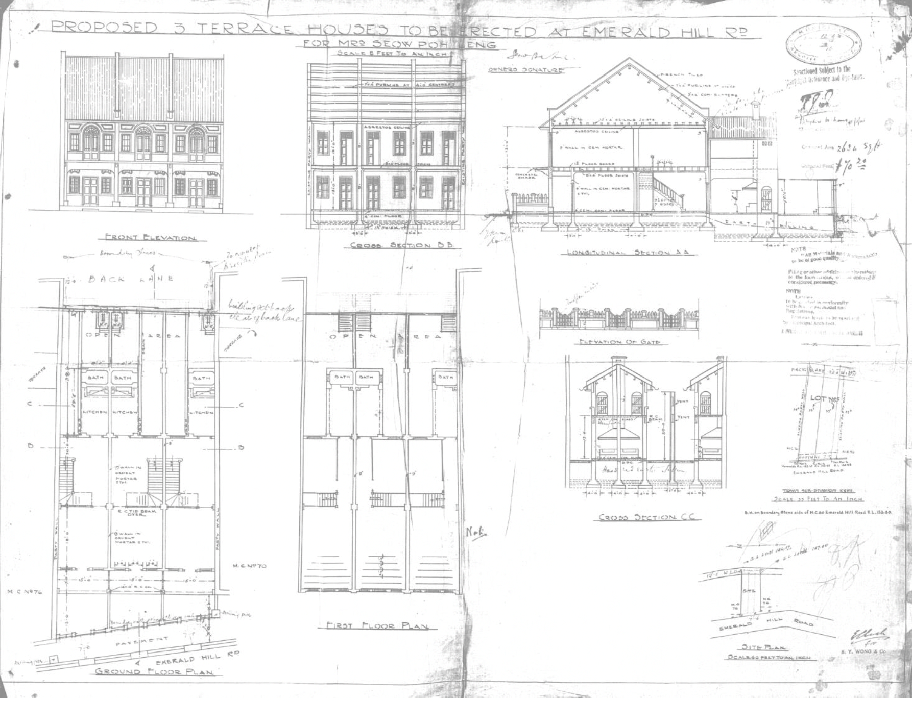 Proposed 3 Terrace Houses to be Erected at Emerald Hill Rd