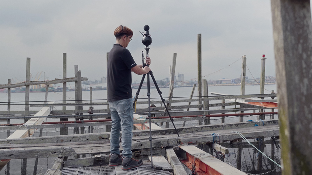 Man operating the camera