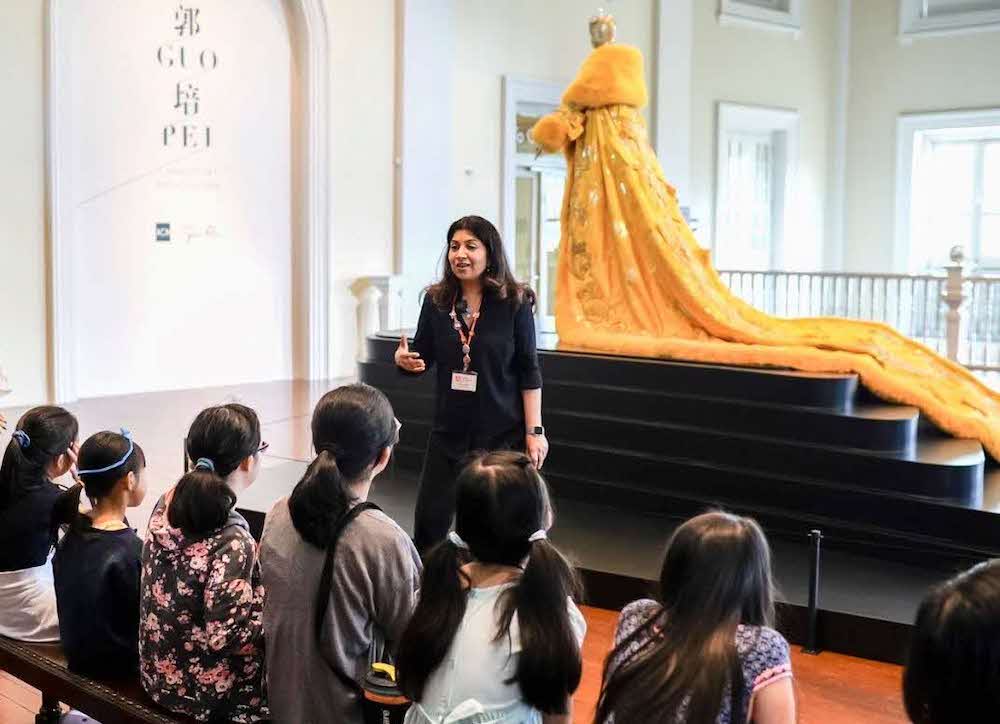 Garima Gemawat Lalwani conducting an Access tour for ACM at the Guo Pei exhibition (2019, Courtesy of Asian Civilisations Museum.)