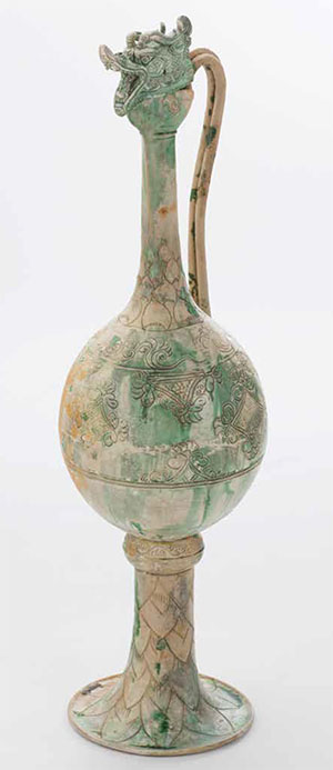 Green Décor Hu Ewer with snake-shaped long handle and dragon head lid