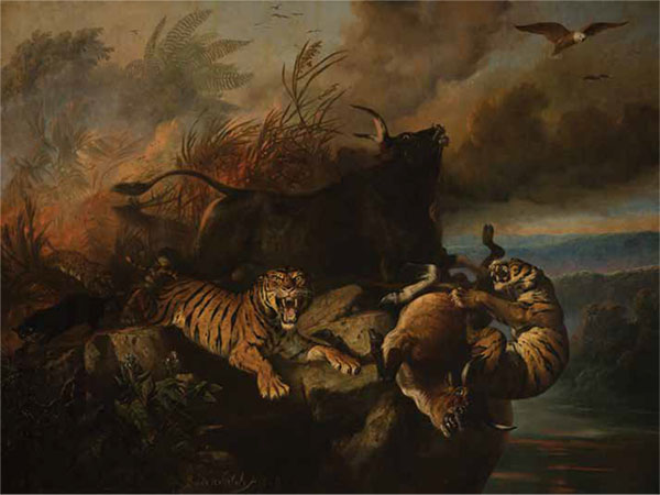 Boschbrand (Forest Fire), Raden Saleh, Indonesia, 1849, oil on canvas