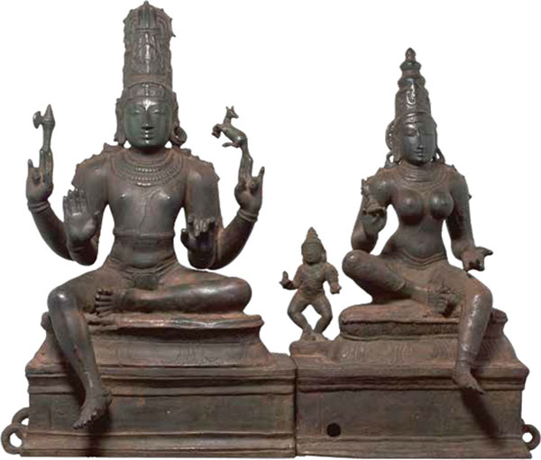 Somaskanda, Shiva with Parvati and their son Skanda, Tamil Nadu, south India, Chola period, c. 1200, bronze