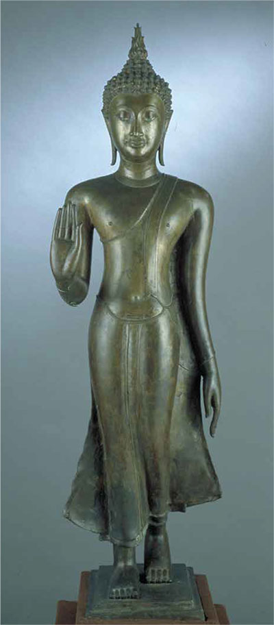 Sculpture of Walking Buddha, Sukhothai, north-central Thailand, bronze 15th–16th centuries.