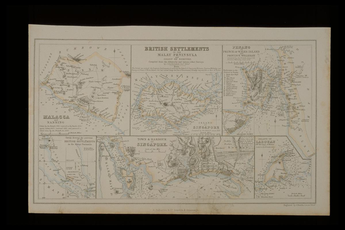 A map of the British Settlements in the Malay Peninsula and Coast of Borneo