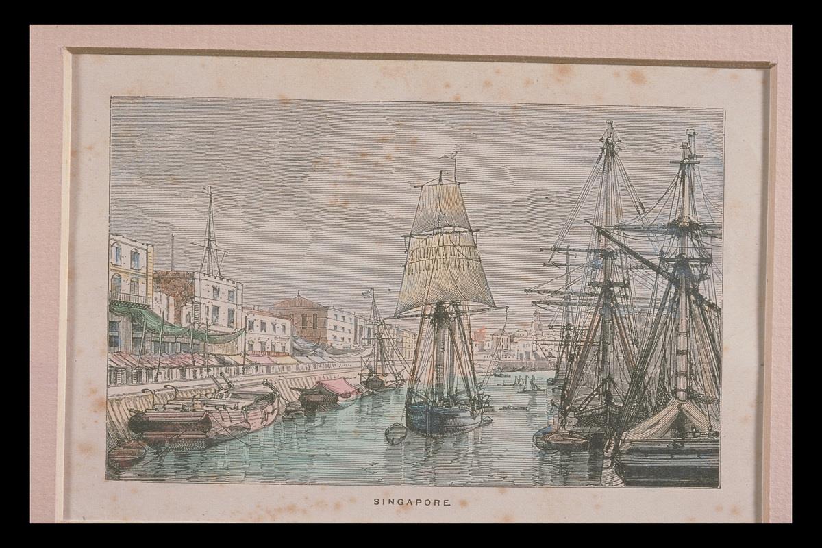 Print showing the Singapore River bustling with activity