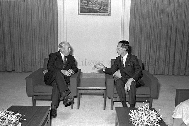 Benjamin Sheares with British Prime Minister Sir Harold Wilson