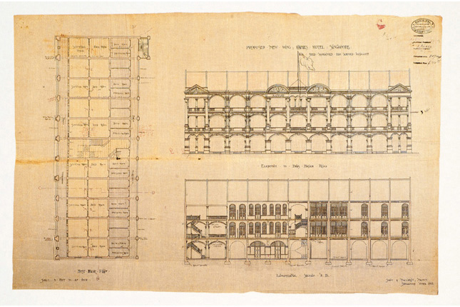 Raffles Hotel Blueprint by Regent Alfred John Bidwell