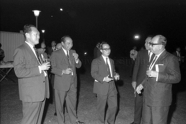 Dr Goh Keng Swee alongside Lee Kuan Yew, Toh Chin Chye at the opening of Rumah Temasek