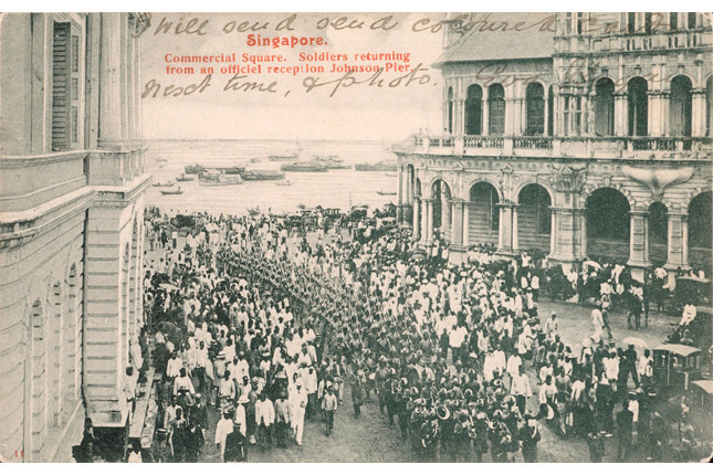 Madras Infantry Regiment marching through Commercial Square