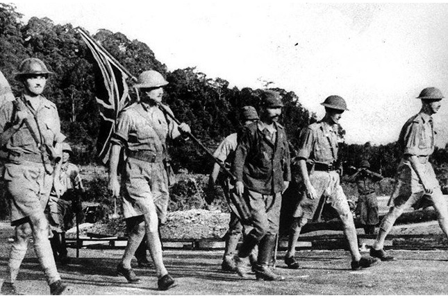 General Percival and surrender team approaching Ford Factory