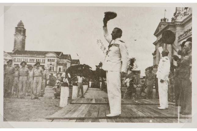 Lord Louis Mountbatten observing the Allied Victory Parade