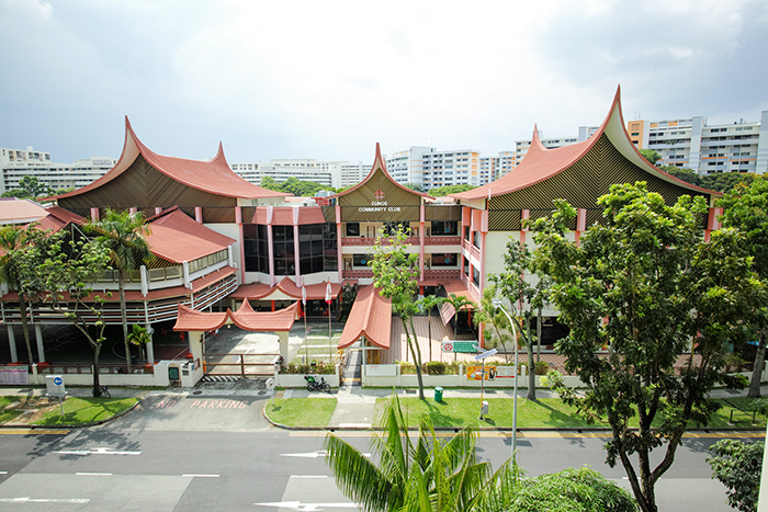 Identifiable by its striking Minangkabau-style roof, Eunos Community Club is a hub of activity and functions as a common space for Eunos residents. 