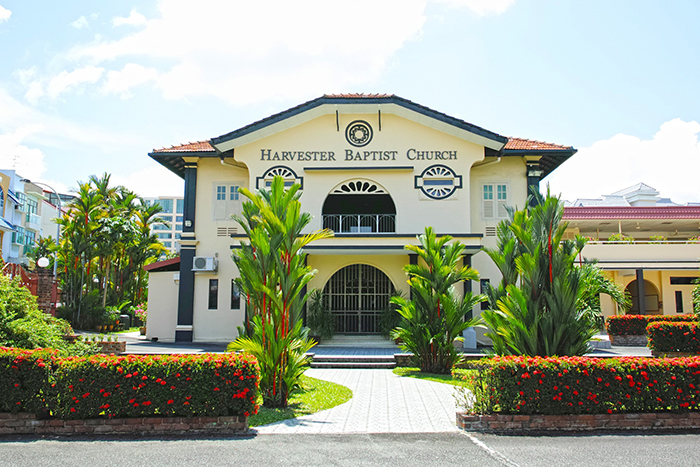 A former hotel turned place of worship; the building currently houses the Harvester Baptist Church.