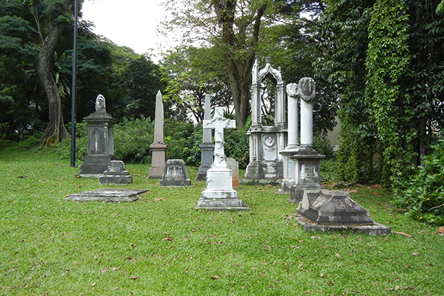 Cemetery Grave Stones at Fort Canning Park