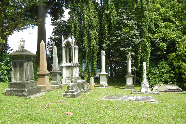 Cemetery Grave Stones at Fort Canning Park