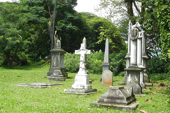 Cemetery Grave Stones at Fort Canning Park