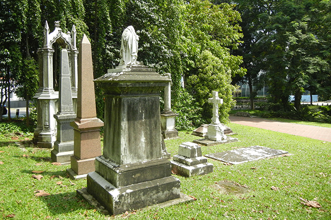 Cemetery Grave Stones at Fort Canning Park