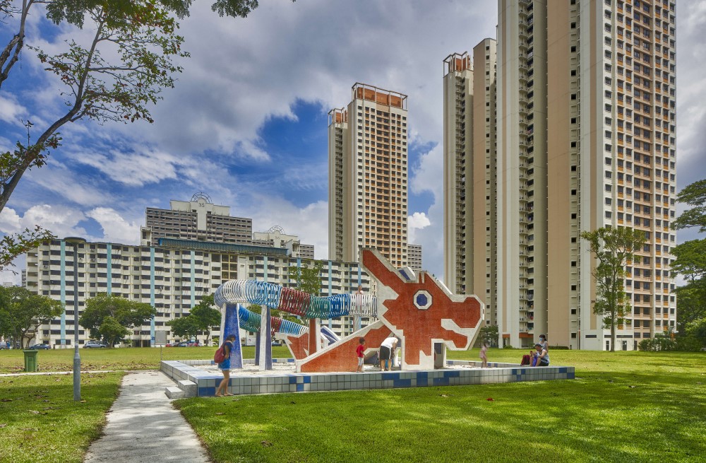 Designed and built by HDB in 1979, Toa Payoh Dragon Playground with its terrazzo-clad head and ringed body has become one of the most recognisable icons of Singaporean culture. A smaller variation of the dragon playground design is located at Lorong 1.