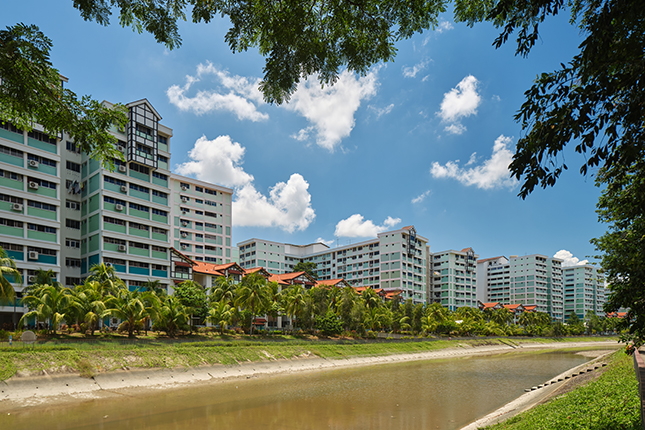 Riverfront flats along Sungei Api Api