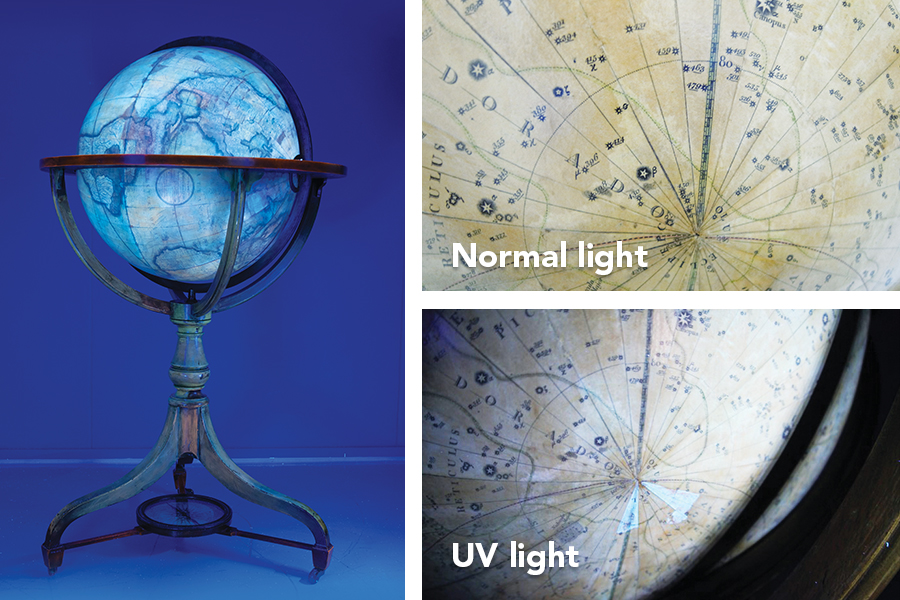 UV-induced visible fluorescence examination