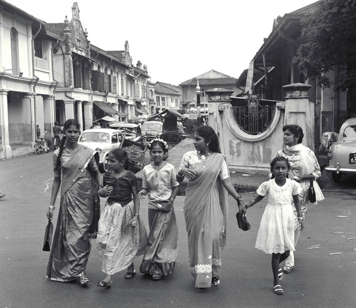 Family dressed up for Deepavali