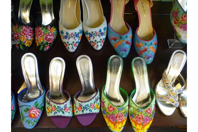 Kasut Manek (traditional beaded shoes) commonly paired with the kebaya outfit by the Peranakan community.