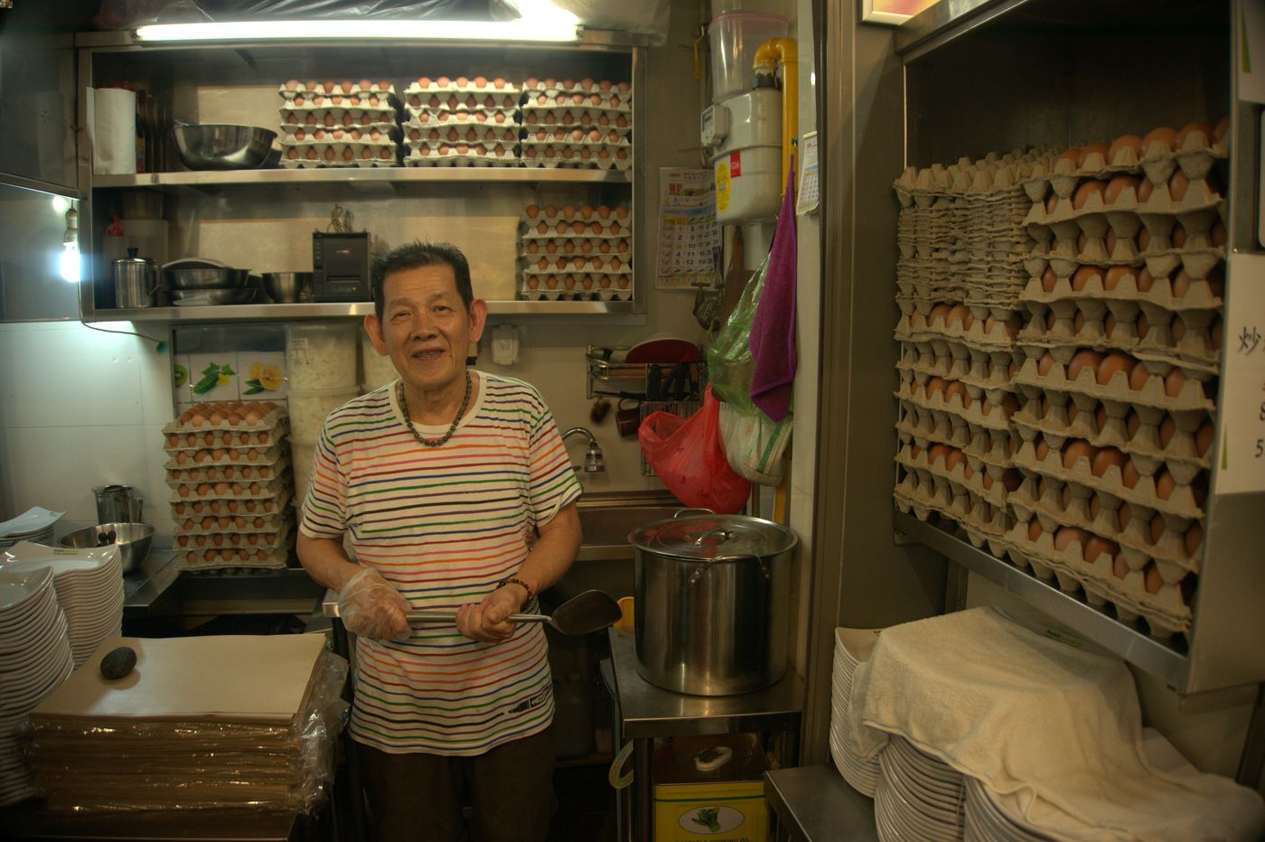 Mr Tay Key Hwa, owner of Father and Son Char Kway Teow & Carrot Cake stall at Bukit Panjang Hawker Centre. 