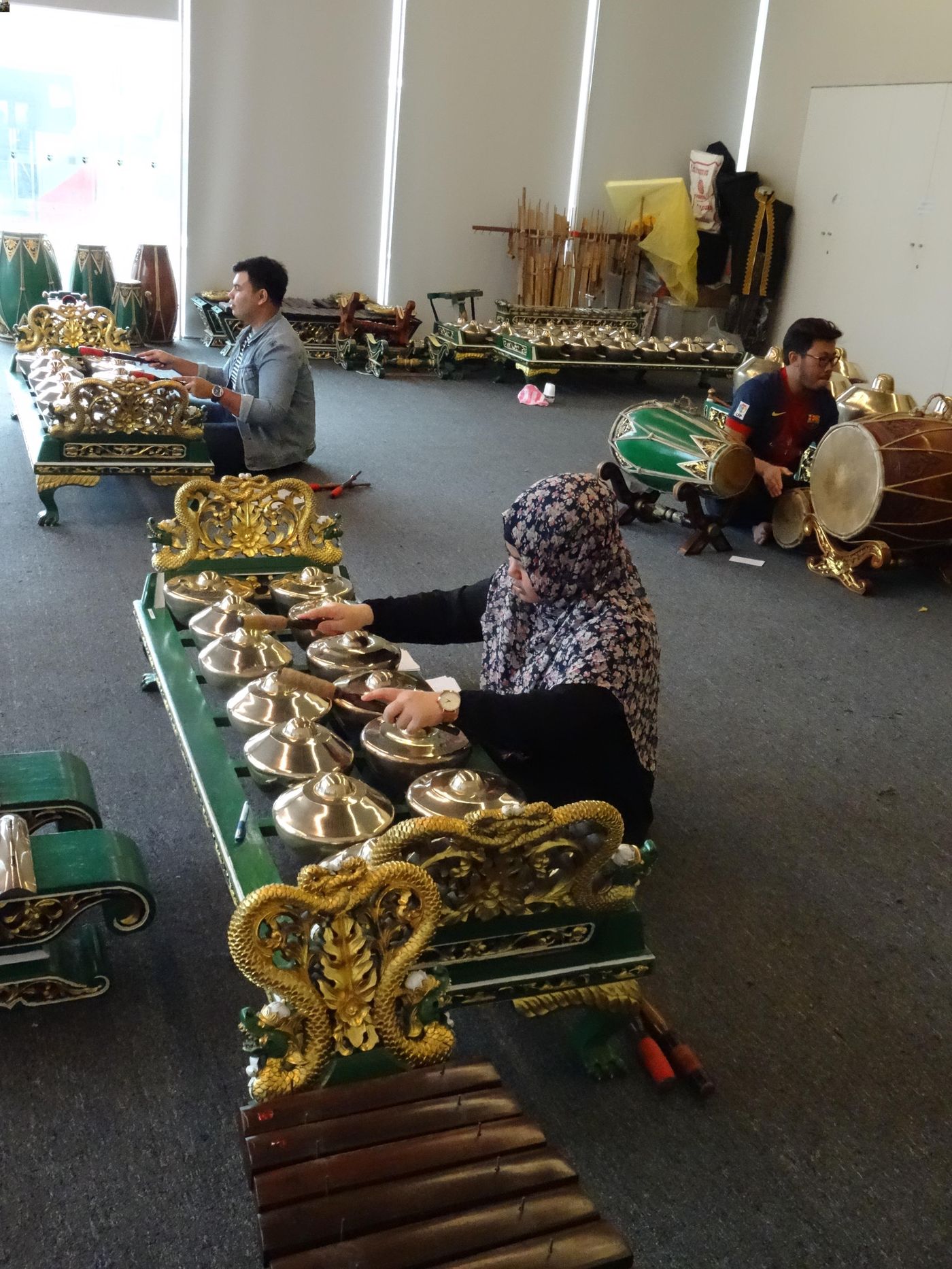 Students from Gamelan Naga Kencana (Republic Polytechnic) playing the gamelan.