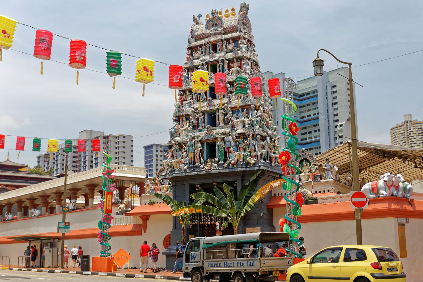 The entrance to the Sri Mariamman Temple. This is the oldest Hindu temple in Singapore and has been the venue for Theemithi since 1840.  