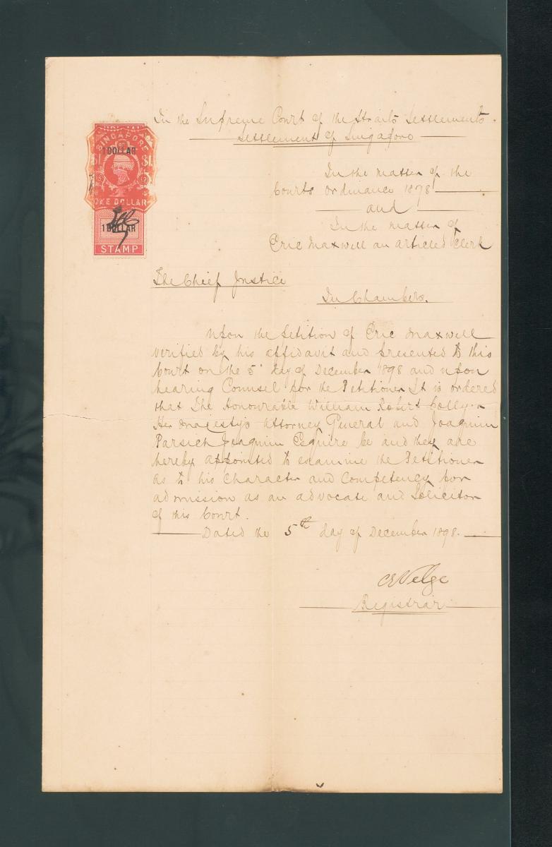 Document from the collection of Straits Settlements legal records