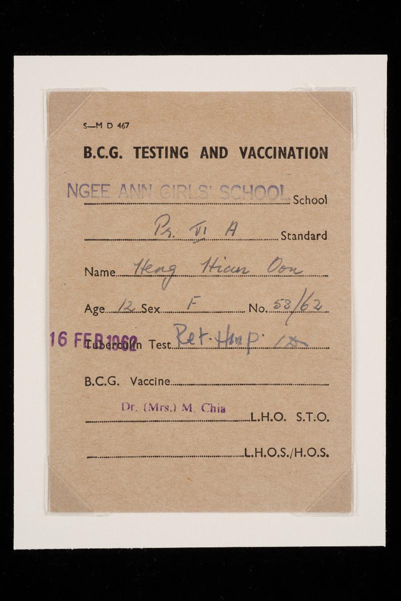 Certificate Of BCG Testing And Vaccination