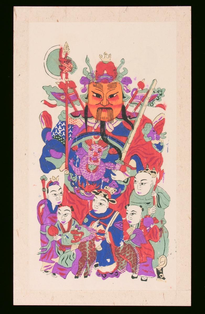 Chinese New Year woodblock print' (年画) depicting a Military Door 