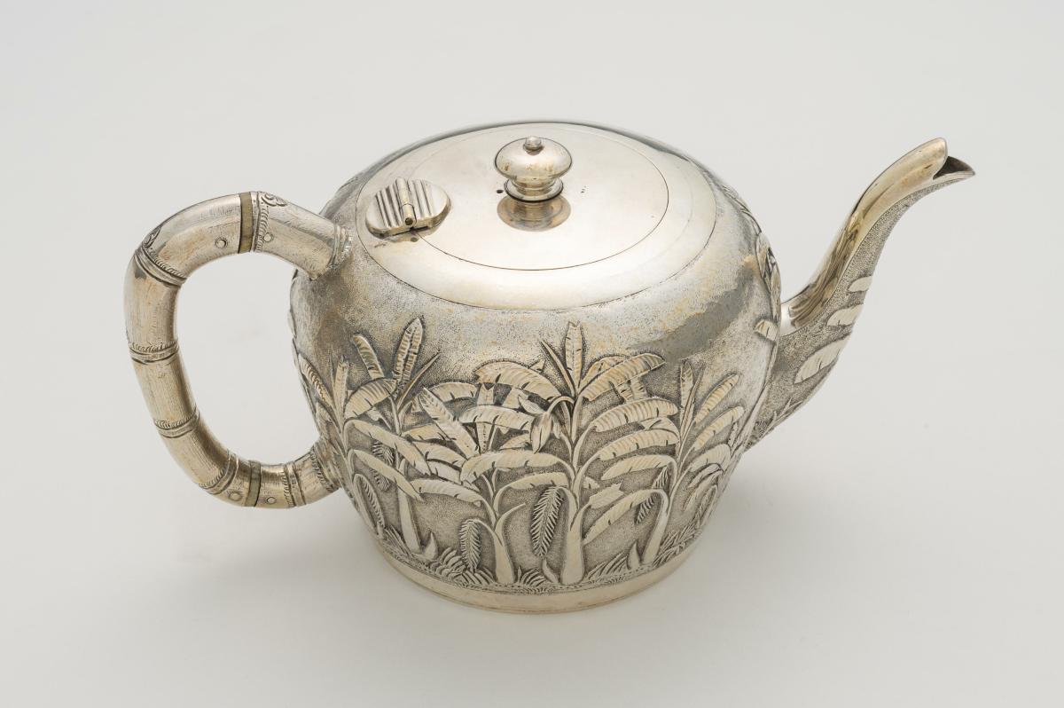 Chased Silver Tea Pot in the Chinese Style