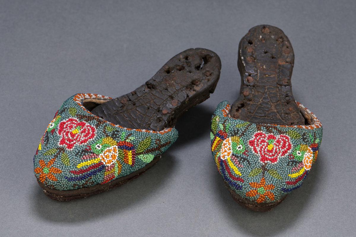 Pair of beaded slippers