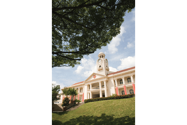 Chinese High School Clock Tower Building
