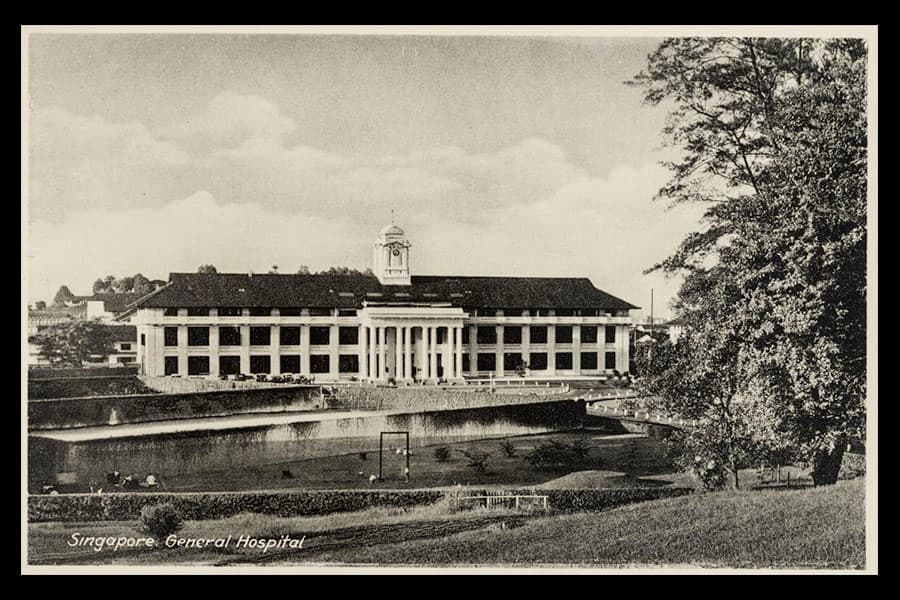 <p style="text-align: justify;"><a href="/collection-landing/listing/1041513" target="_blank"><strong>The Singapore General Hospital</strong><br>
Collection of National Museum of Singapore</a><br>
The hospital started off in 1819 as a shed in the cantonment near Bras Basah Road and Stamford Road to provide medical attention to the early inhabitants of Singapore.