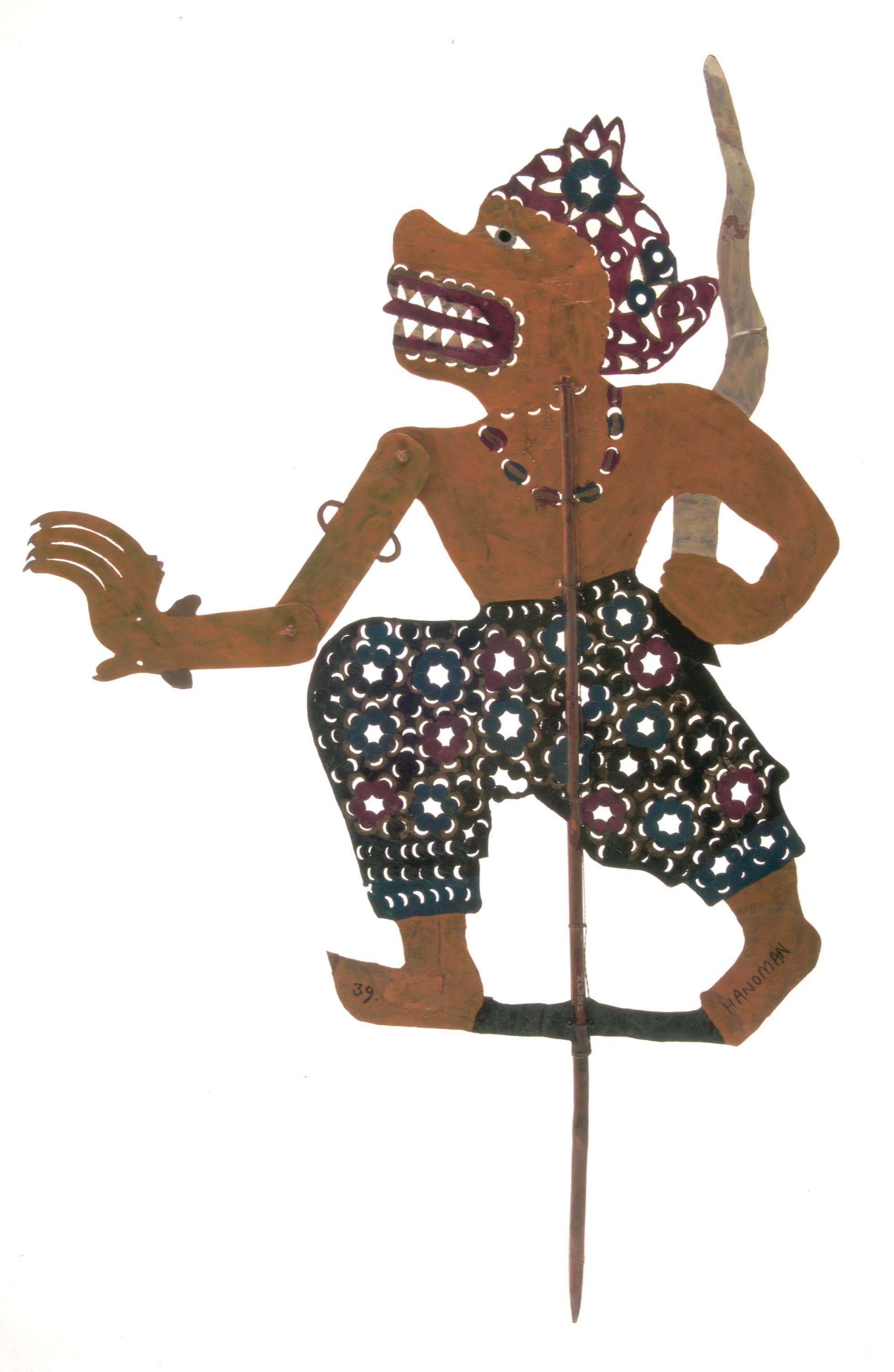 <p style="color: #000000; margin: 0in 0in 8pt;"><span><strong>Shadow puppet, Hanuman<br>
<br>
</strong></span>XXXX-05512<br>
Kelantan, Northeast Malay Peninsula<br>
Collection of the National Museum of Singapore, National Heritage Board.