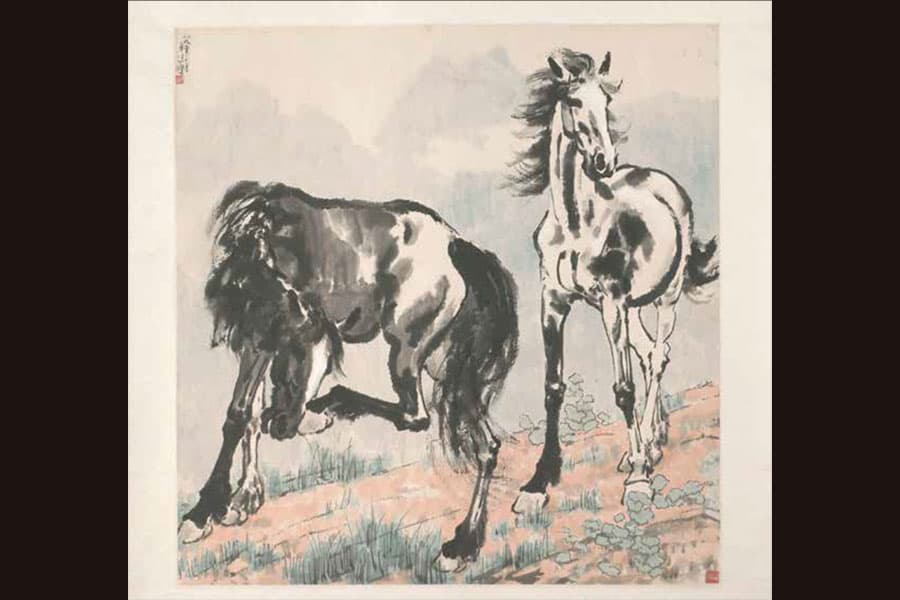 <p style="text-align: justify;"><strong><a href="/stories-landing/stories/the-singapore-story-through-60-objects/art-historical/a-pair-of-horses/story"><strong>A Pair of Horses, Xu Beihong, China, c. 1940, Chinese ink and colour on paper.</strong><br>
Xiang Xue Zhuang Collection, in memory of Dr Tan Tsze Chor, collection of Asian Civilisations Museum.</a></strong>