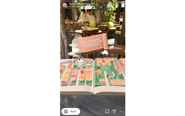 Explore a miniature Kampong Gelam in the palm of your hand, transform into a traditional wayang kulit, or try to escape a virtual batik fabric shop. <a href="https://www.instagram.com/ar/1025718971430210/">Explore now!</a>