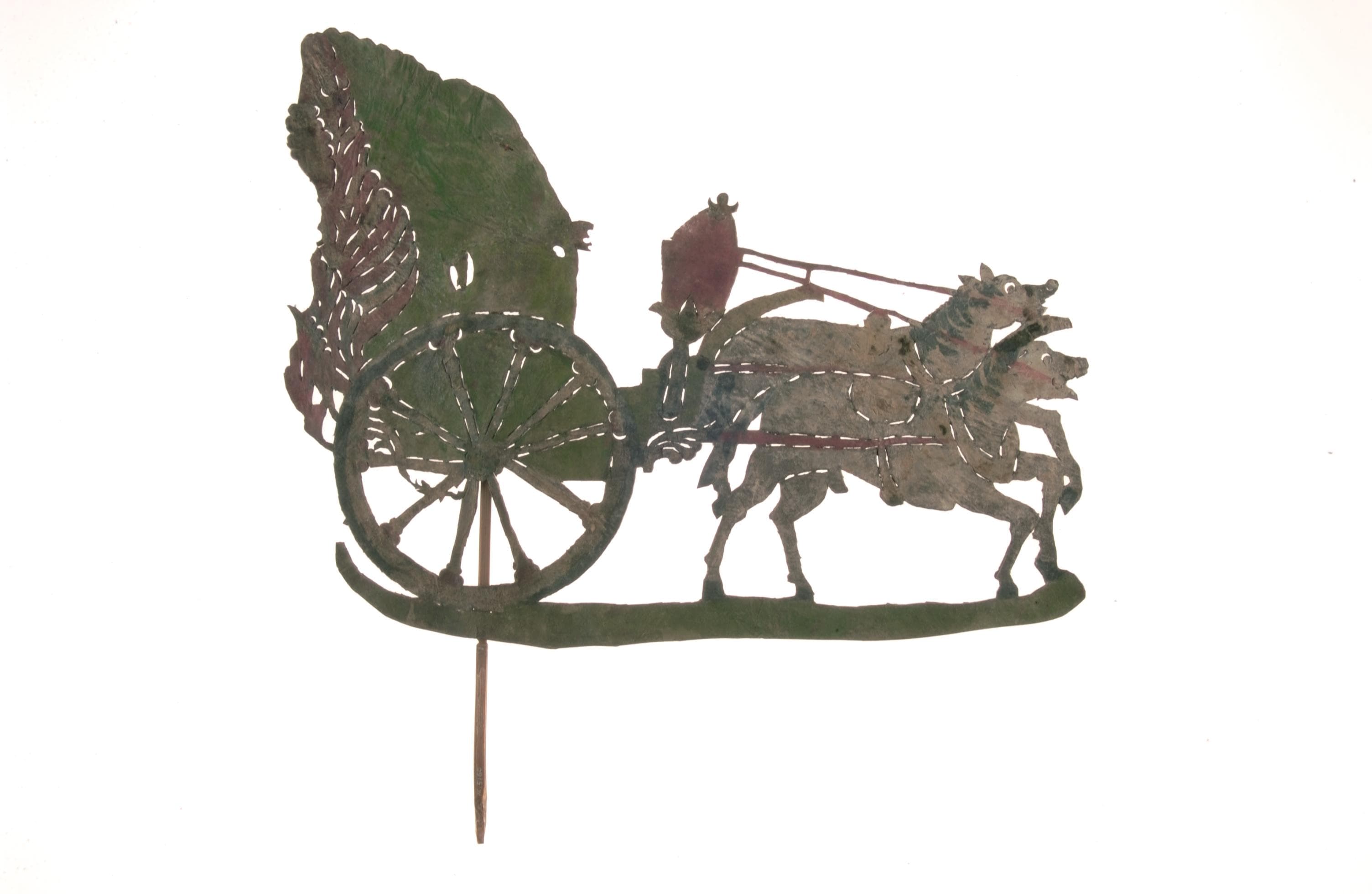 <span><a href="https://www.roots.gov.sg/Collection-Landing/listing/1075783"><strong>Shadow puppet, carriage and horses</strong></a> </span>&nbsp;<br>
<br>
XXXX-05160<br>
Java, Indonesia<br>
Collection of the Asian Civilisations Museum.