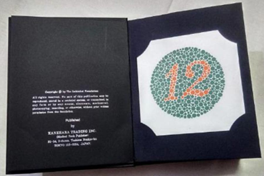 A colour vision test book used by opticians to check whether a person has colour-blindness.&nbsp;