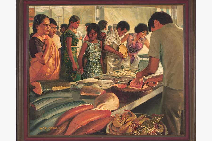 <a href="/assets/91797b36-396a-4402-b469-969d6b48b816/4-kk-1-1-ab200400016.jpg"><strong>A painting of Kandang Kerbau Fresh Food Market</strong></a><br>
1979<br>
Oil on canvas<br>
Painted in Singapore by Chua Mia Tee<br>
<em>Gift of Times Publishing Limited ,Collection of the Singapore Art Museum</em>