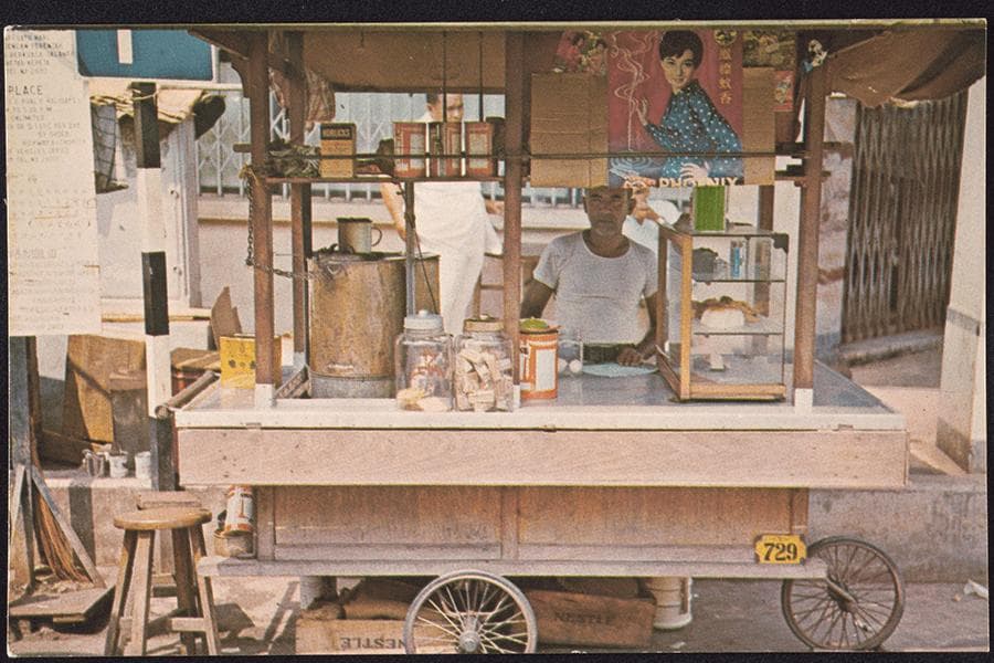 <a href="/Collection-Landing/listing/1078744"><strong>Postcard showing a mobile tea stall<br>
</strong></a>1960s<br>
2009-01683