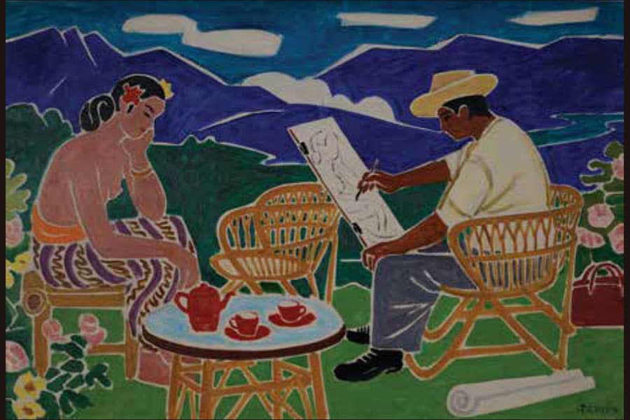 <p style="text-align: justify;"><strong><a href="/stories-landing/stories/the-singapore-story-through-60-objects/art-historical/artist-and-model/story"><strong>Artist and Model, Liu Kang, Singapore, 1954, oil on canvas.</strong><br>
Gift of Shell Companies in Singapore, collection of National Gallery Singapore.</a></strong>