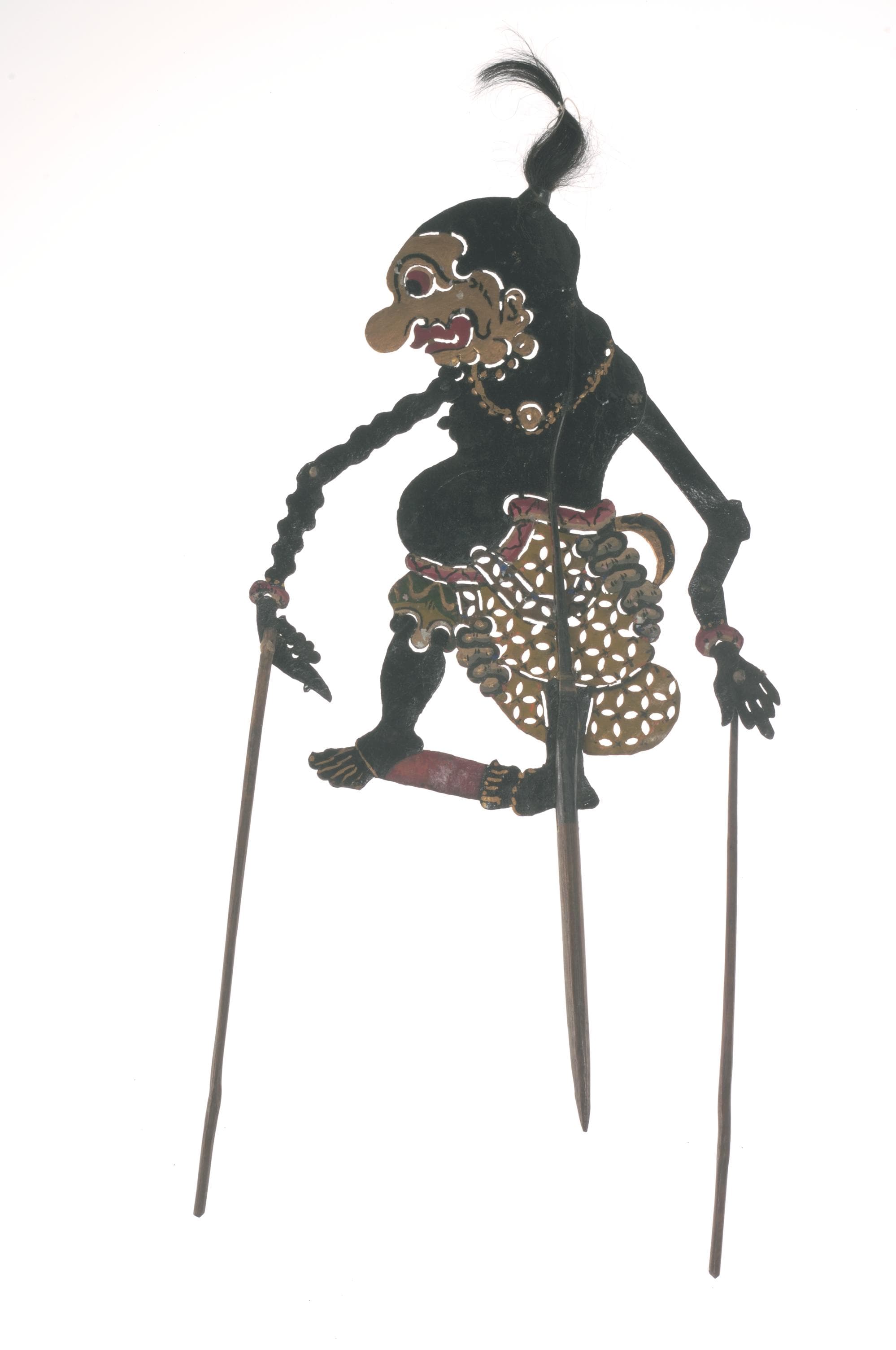 <span><a href="https://www.roots.gov.sg/Collection-Landing/listing/1072691"><strong>Shadow puppet, Gareng</strong></a><br>
<br>
</span>1994-04044<br>
Java, Indonesia<br>
Collection of the Asian Civilisations Museum.