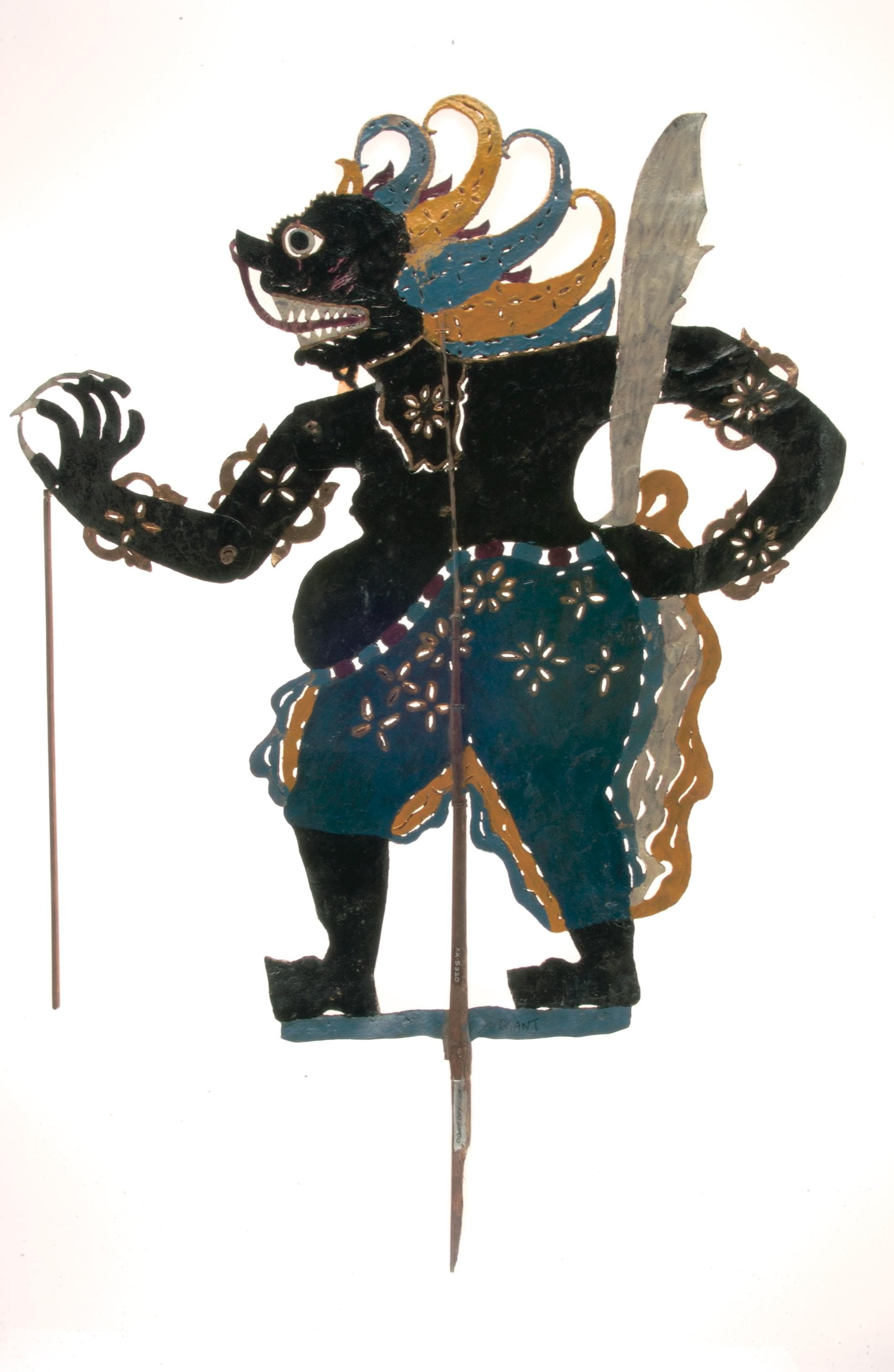 <span><strong><a href="https://www.roots.gov.sg/Collection-Landing/listing/1079060">Shadow puppet, ogre</a><br>
<br>
</strong></span><span style="color: #000000;">XXXX-05320</span>
<p style="color: #000000; margin: 0in 0in 8pt;">Kelantan, Northeast Malay Peninsula<br>
Collection of the Asian Civilisations Museum.