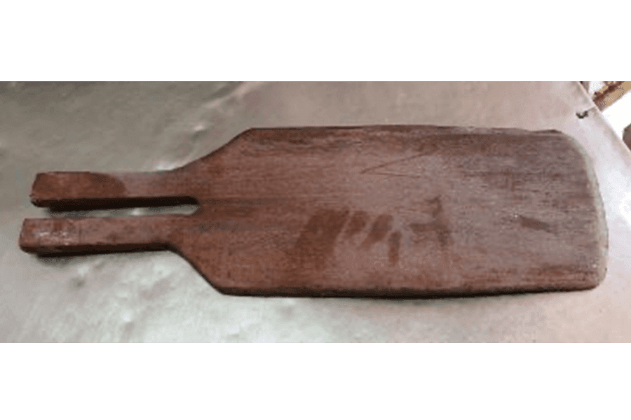 This shovel-like tool is called a baker&rsquo;s peel, and it is used to pick up and place the bread pans into the ovens as well as remove freshly baked loaves.&nbsp;