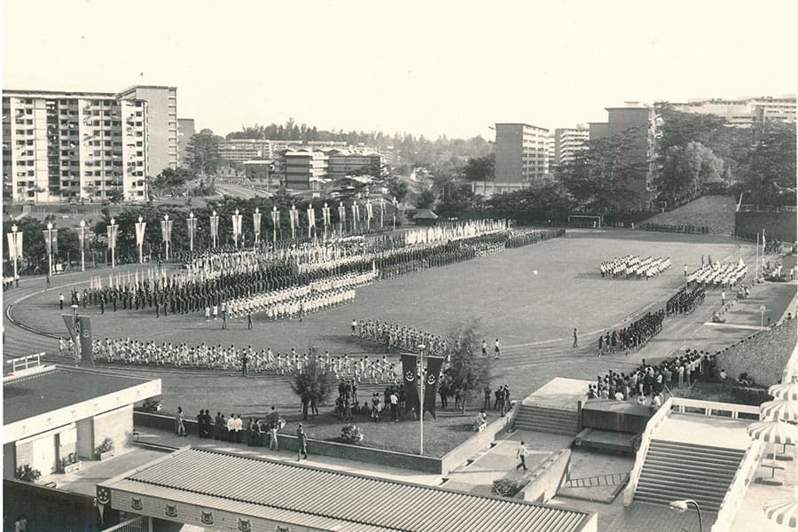 <strong>1975 National Day Parade at Queenstown Stadium<br>
</strong>Image from Koh Kim Chay, as part of the <em>Home, Truly</em> Open Call