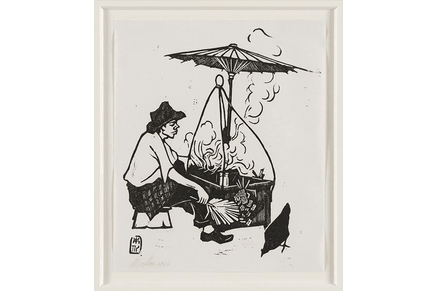 <strong>Woodcut print titled </strong><em><strong>Satay Man<br>
</strong></em><span>Lim Mu Hue<br>
</span><span>1966<br>
</span><span>1999-00817</span>